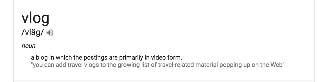 header illustration of google's SERP 0 answer for the definition of the word vlog
